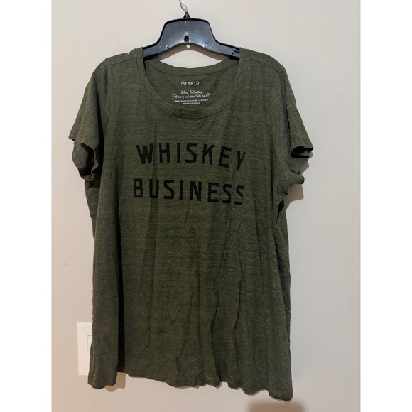 torrid Tops - TORRID Womens T Shirt Olive Green Whiskey Business Graphic Tee Top Size 1
